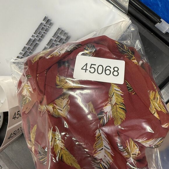 Alyx Blouse Women 0X Plus Red Feather Print Short Sleeve Round Neck Casual - Picture 7 of 7